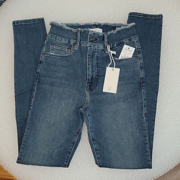 New Good American Good Legs Stretch Skinny Sculpting Jeans Frayed Waist 0 / 25 - Picture 4 of 11